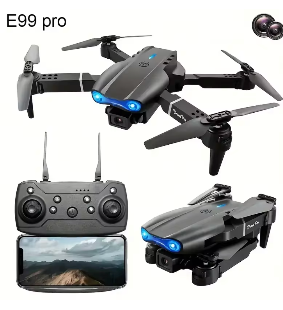 E99 PRO Drone with Flash Professional HD Dual Camera WIFI Obstacle Avoidance RC Helicopters Aerial Photography Quadcopter