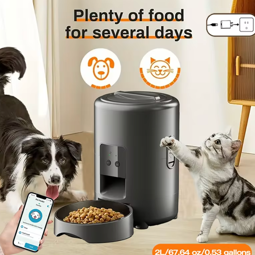 2L Smart WiFi Automatic Pet Feeder – Scheduled Feeding for Cats & Dogs