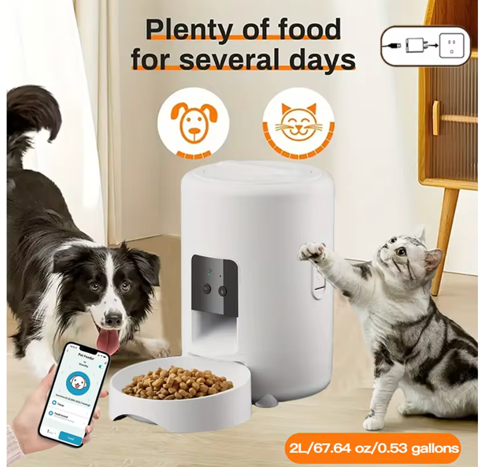 2L Smart WiFi Automatic Pet Feeder – Scheduled Feeding for Cats & Dogs