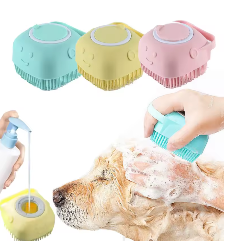 Silicone Pet Bath Massage Gloves – Soft Grooming Brush for Dogs & Cats.