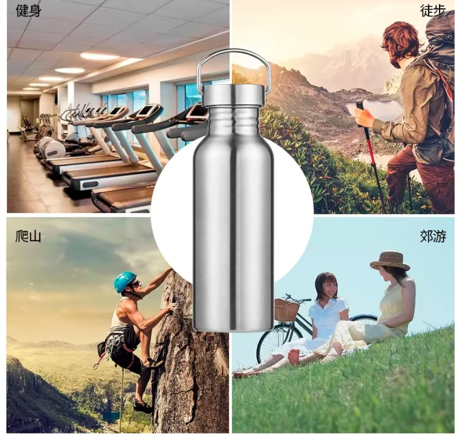 Stainless Steel Water Bottle 500/750/1000ml – Large Capacity Big Mouth Vacuum Flask for Cycling & Sports