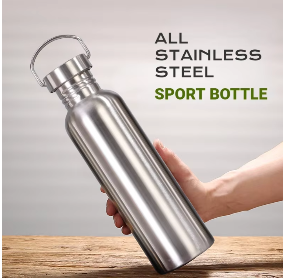 Stainless Steel Water Bottle 500/750/1000ml – Large Capacity Big Mouth Vacuum Flask for Cycling & Sports