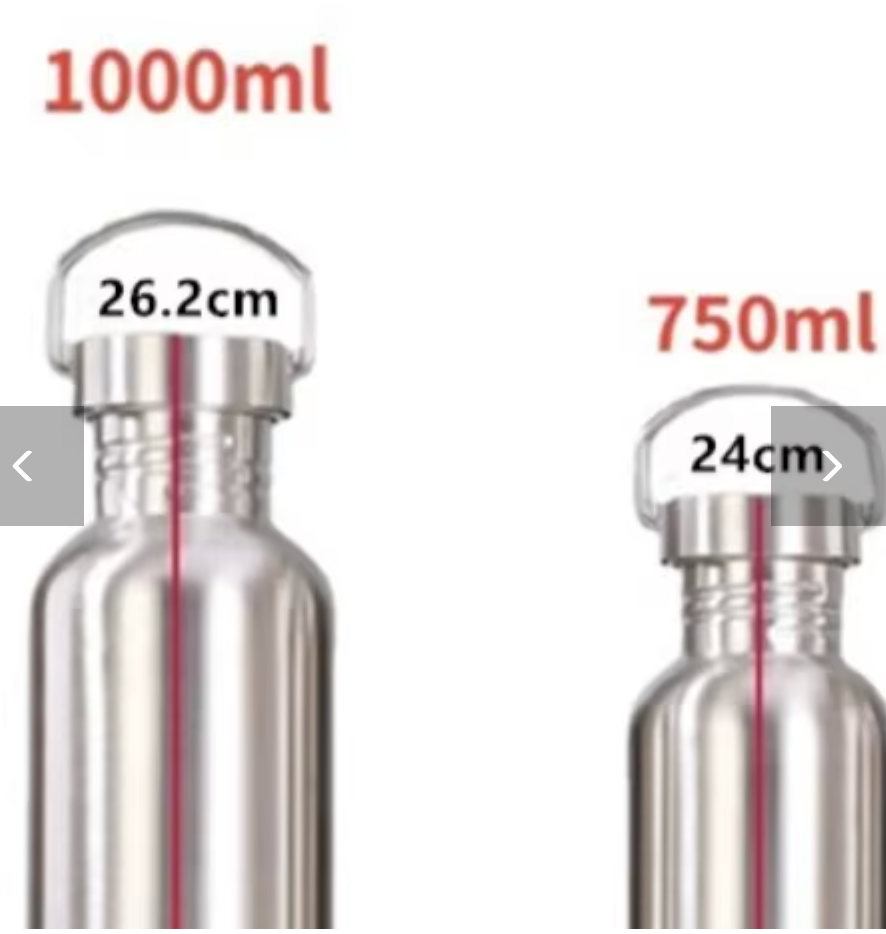 Stainless Steel Water Bottle 500/750/1000ml – Large Capacity Big Mouth Vacuum Flask for Cycling & Sports