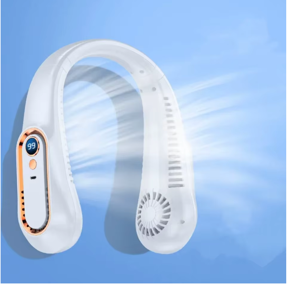 TINSOL USB Rechargeable Hanging Neck Fan – Portable Ceiling Fan with Digital Display for Students & Office Sports