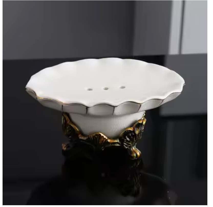 European Vintage Ceramic Double Soap Dish with Drainage – Elegant Bathroom Organizer