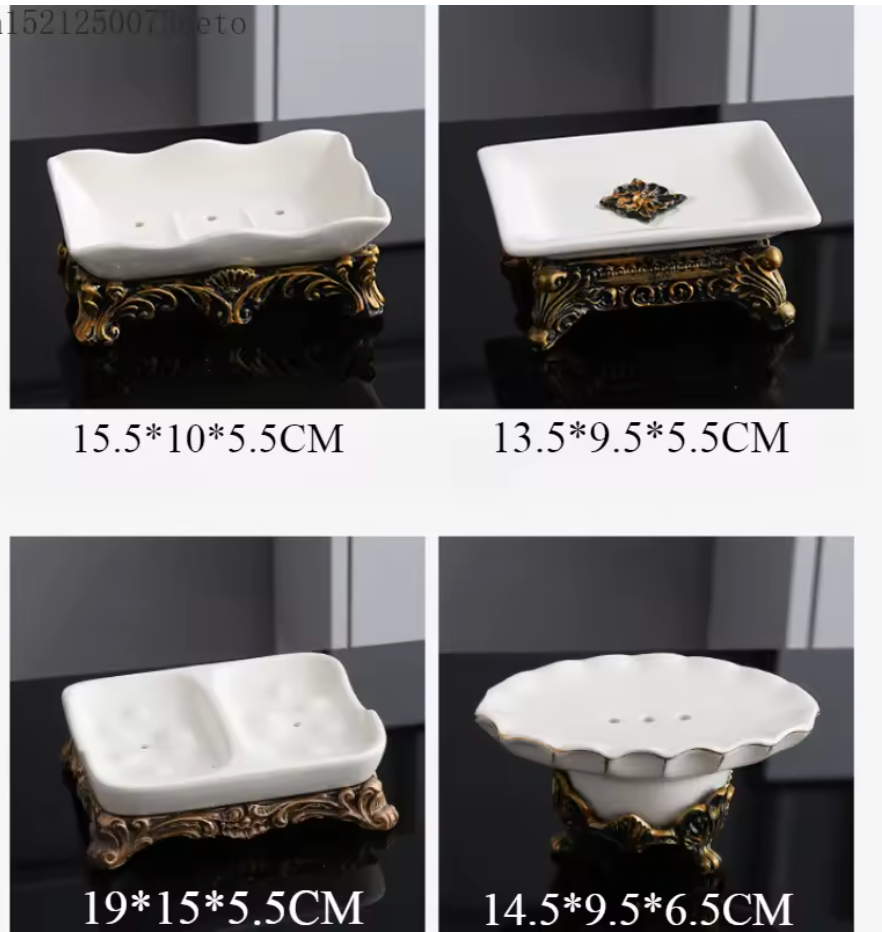 European Vintage Ceramic Double Soap Dish with Drainage – Elegant Bathroom Organizer