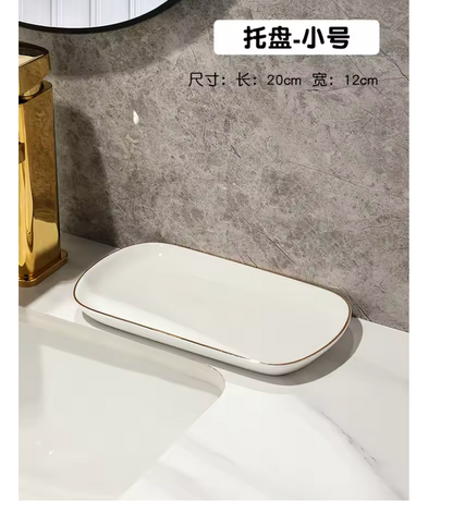 Luxury Irregular Stripe Ceramic Soap Dish with Drainage – Modern Bathroom Organizer
