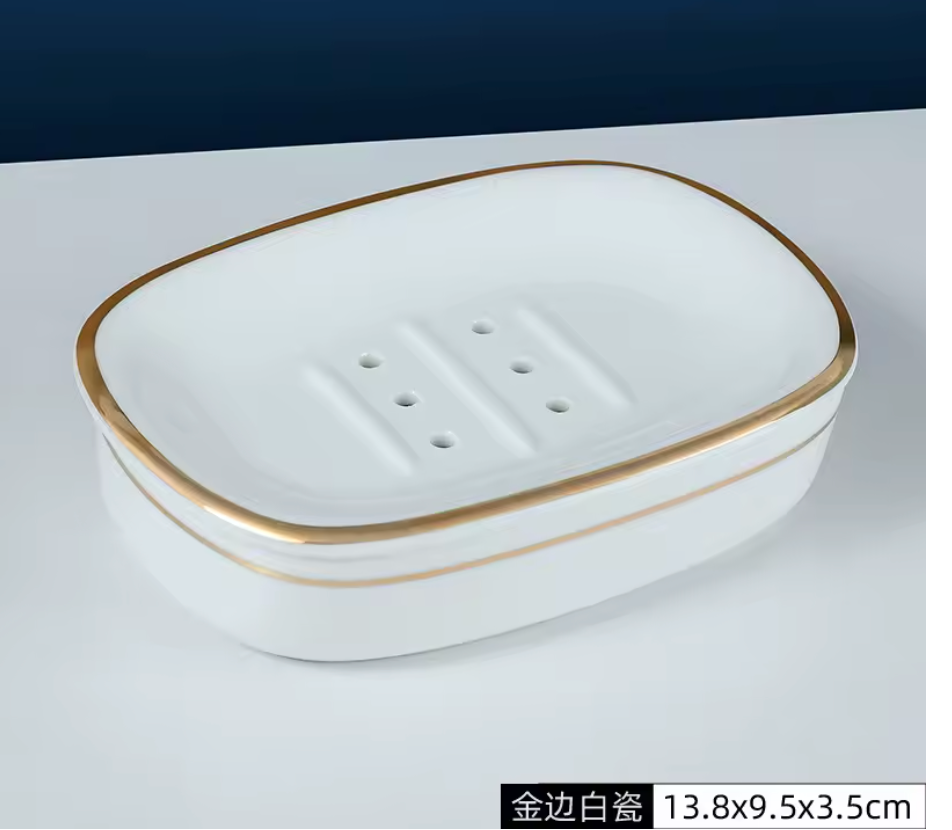 Luxury Irregular Stripe Ceramic Soap Dish with Drainage – Modern Bathroom Organizer
