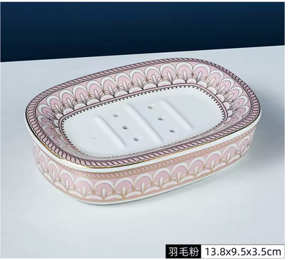 Luxury Irregular Stripe Ceramic Soap Dish with Drainage – Modern Bathroom Organizer
