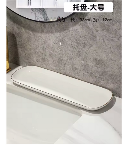 Luxury Irregular Stripe Ceramic Soap Dish with Drainage – Modern Bathroom Organizer
