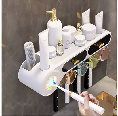 All-in-One Toothbrush Organizer & Toothpaste Dispenser